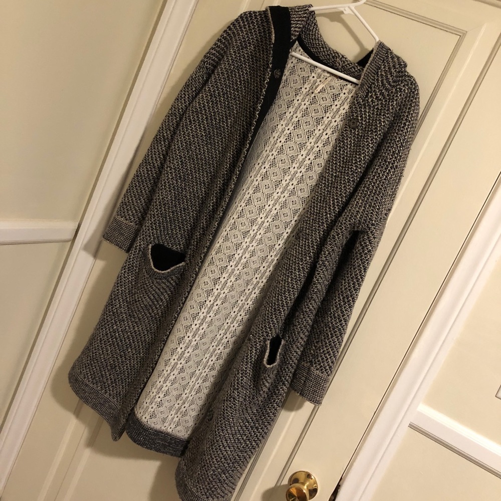 Free people right angles hooded sweater jacket